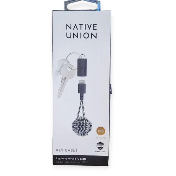 Native Union Key Cable Zebra Lightning to USB-C Charger – NWT - Picture 1 of 3